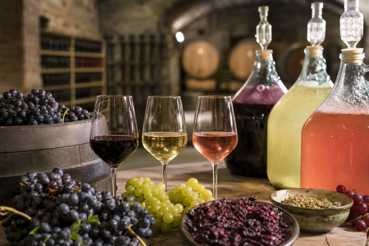 Der Unterschied zwischen Rot-, Weiß- und Roséwein herstellen